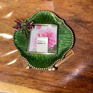 Jay Strongwater enamel Swarovski Crystal dragonfly mini frame